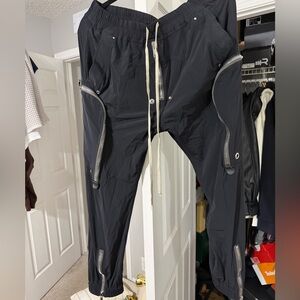BlacK RICK OWENS % Authentic Cargo Track Pants with Zipper Details